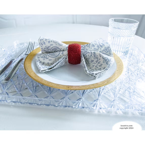 Handmade Finely Beaded Napkin Rings for Dinners, Weddings, Banquets, and Special Occasions; Red