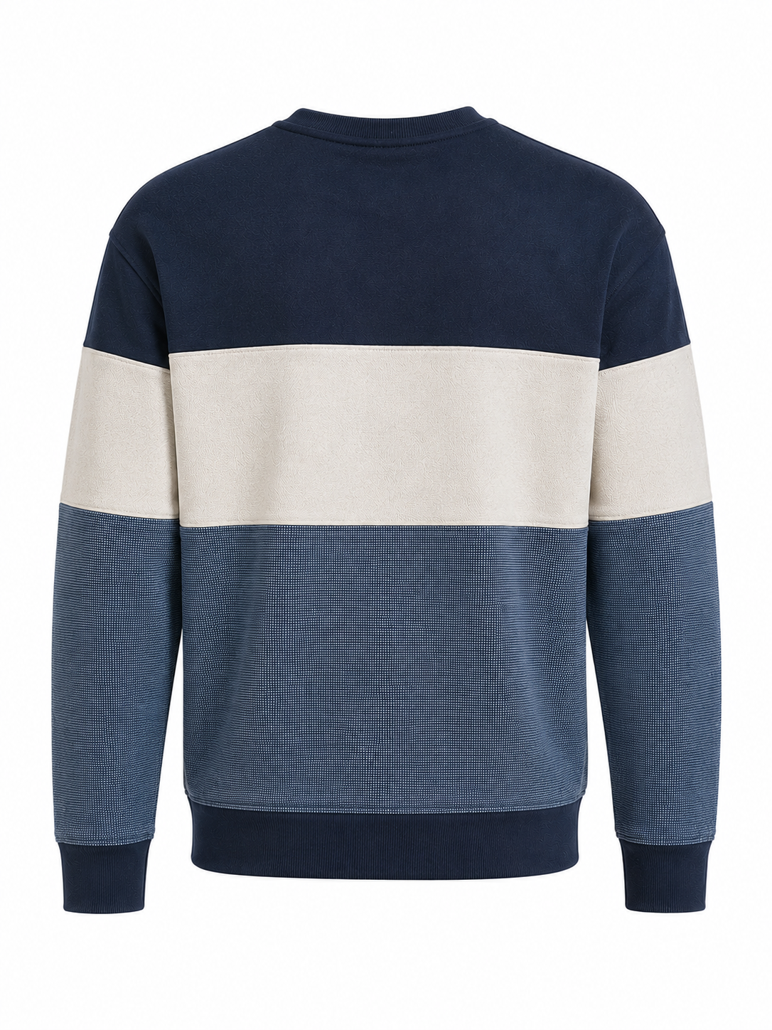 Macho Genie Textured Colorblock Sweatshirt for Men Blue