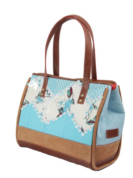 Ivory Tag Sequined Hand Emroidered Turq Zig-Zag Handbag ÛÒ Side