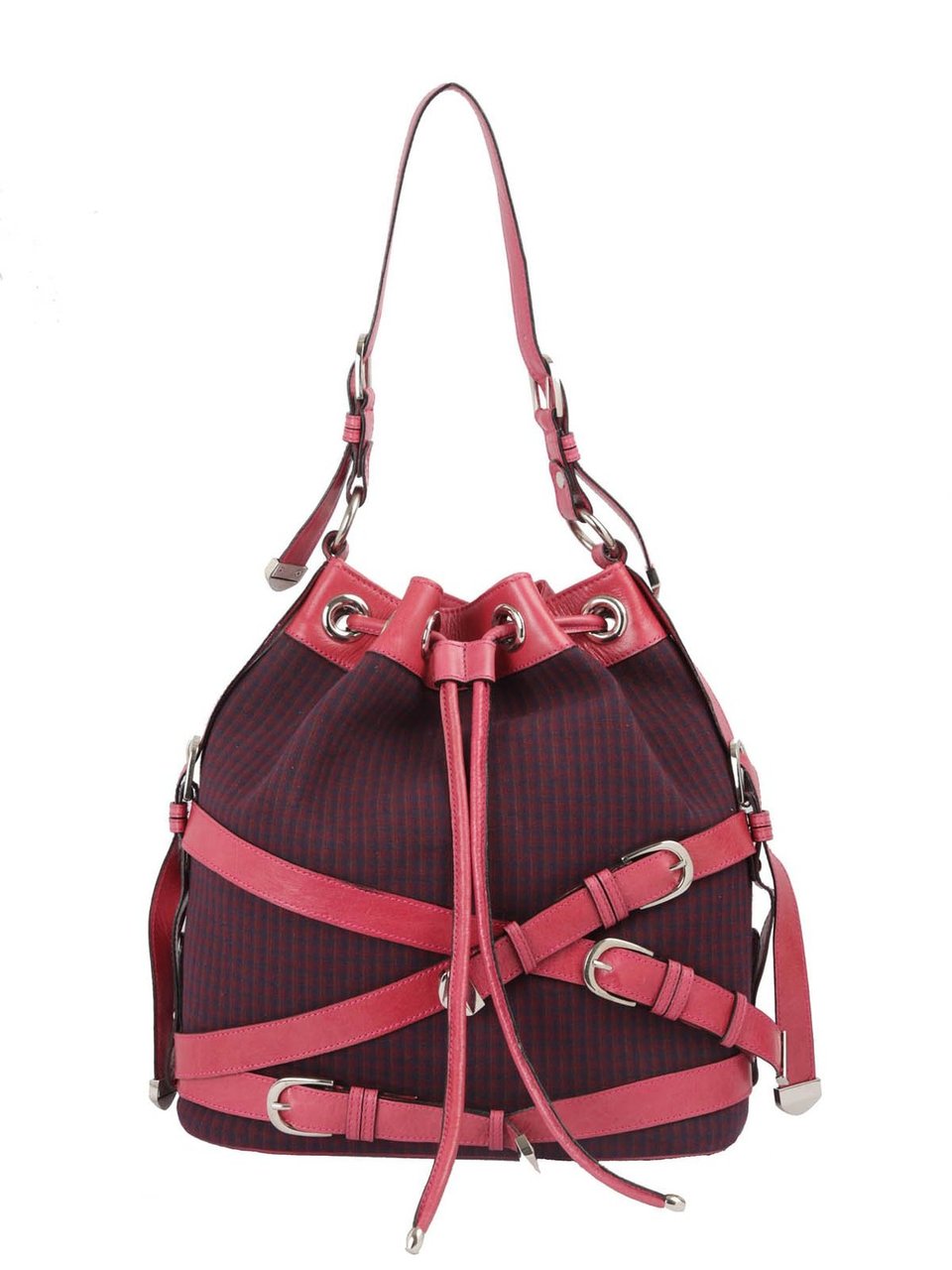 Ivory Tag Pink Leather Checkered Crossroads Shoulder Bag ÛÒ Front