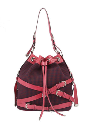 Ivory Tag Pink Leather Checkered Crossroads Shoulder Bag ÛÒ Front