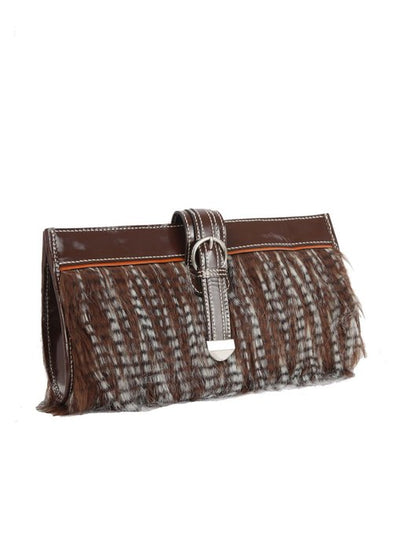 Ivory Tag Patent Leather Faux Fur Clutch ÛÒ Side