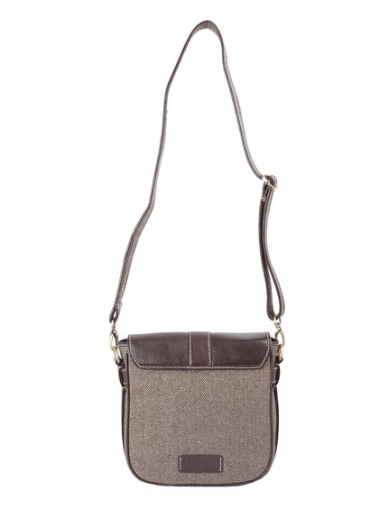 Ivory Tag Brown Leather & Twill Weave Crossbody Bag ÛÒ Back