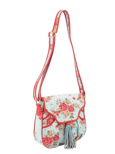 Ivory Tag Chintzy Turq Red Suede Crossbody Bag ÛÒ Side