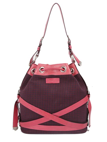 Ivory Tag Pink Leather Checkered Crossroads Shoulder Bag ÛÒ Back