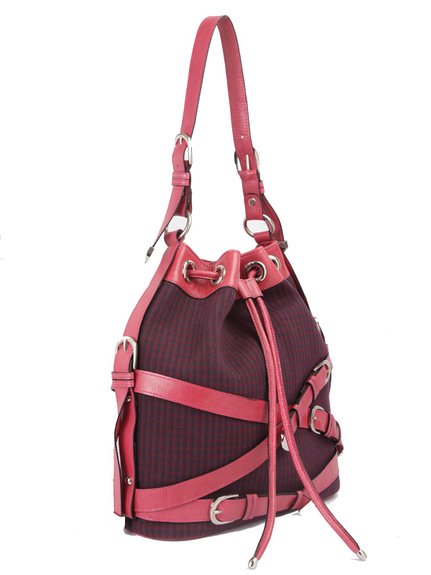 Ivory Tag Pink Leather Checkered Crossroads Shoulder Bag ÛÒ Side