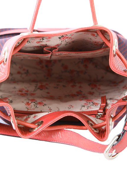 Ivory Tag Pink Leather Checkered Crossroads Shoulder Bag ÛÒ Inside