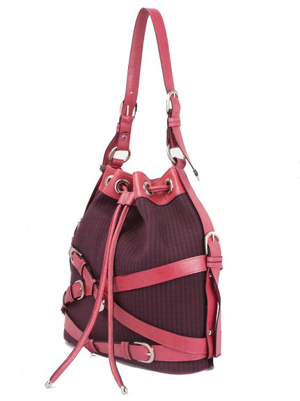 Ivory Tag Pink Leather Checkered Crossroads Shoulder Bag ÛÒ Side