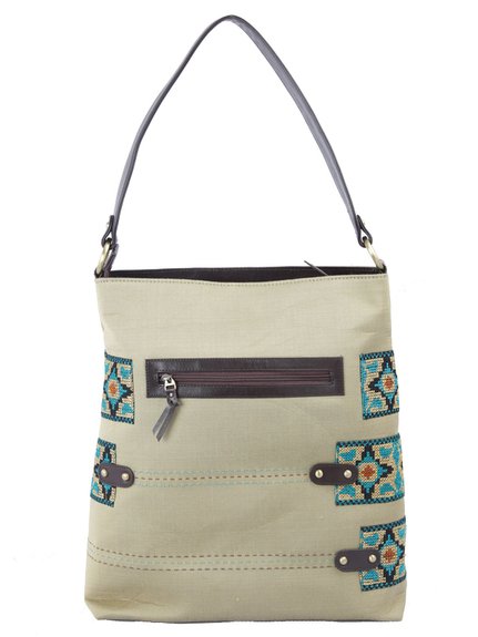 Ivory Tag Crossstitch Love A Cross Leather & Fabric Tote ÛÒ Back
