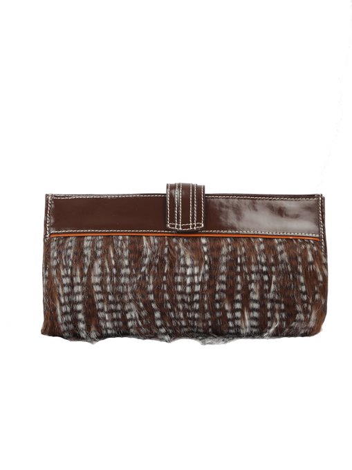 Ivory Tag Patent Leather Faux Fur Clutch ÛÒ Back