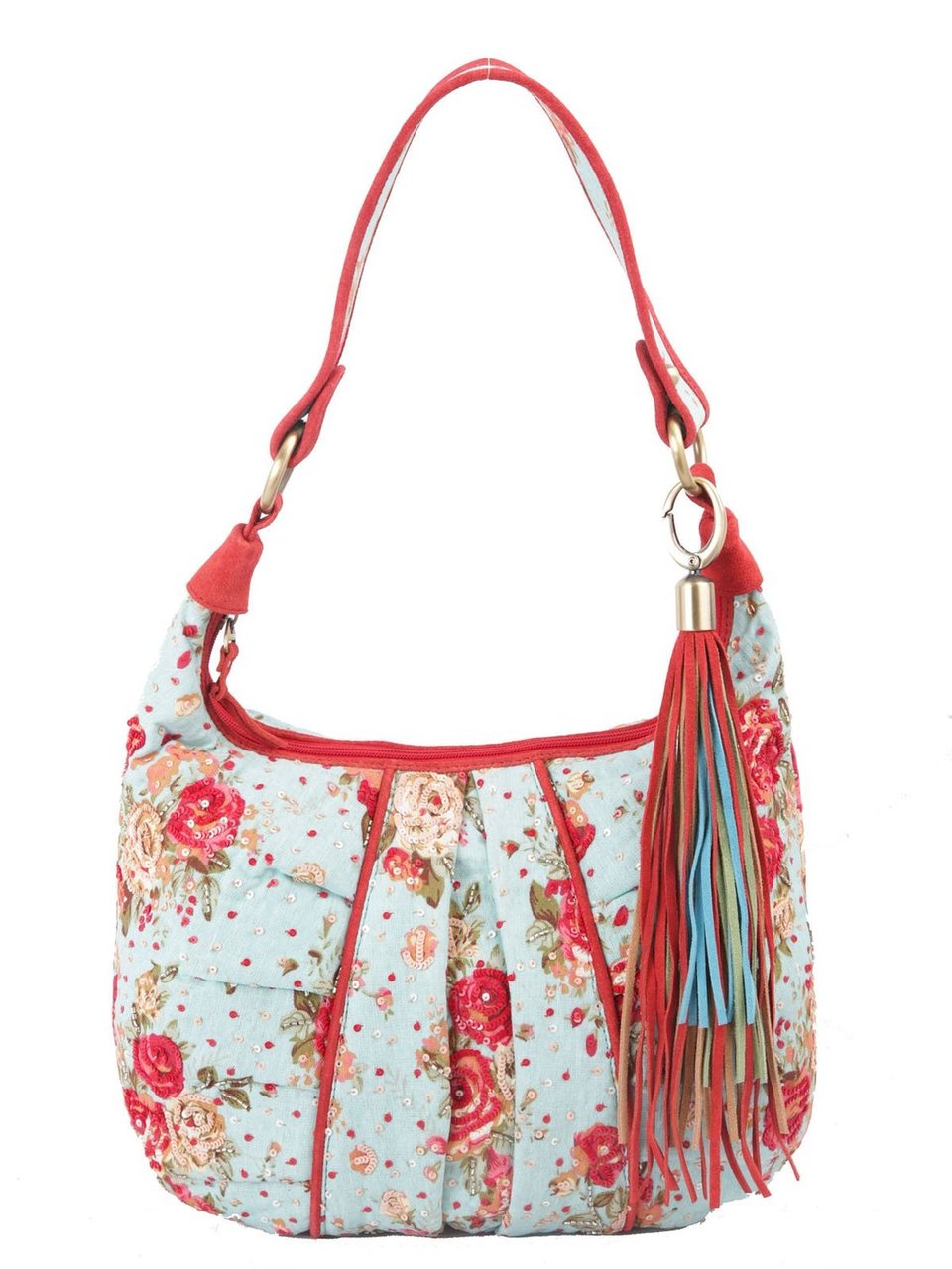 Ivory Tag Turq Blossom Sequin Highlight Handbag Ì_Ì_Ì± Front