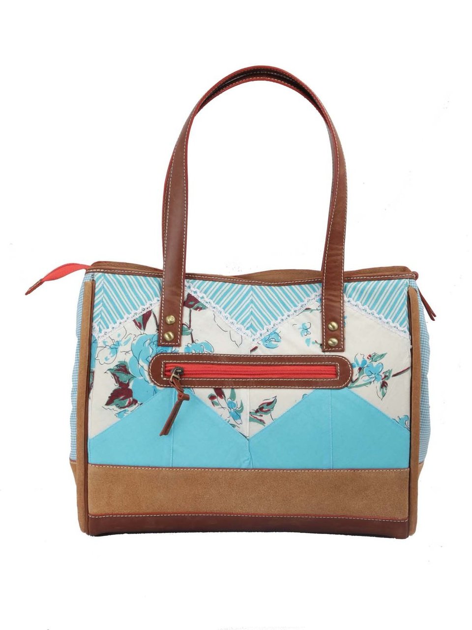 Ivory Tag Sequined Hand Emroidered Turq Zig-Zag Handbag ÛÒ Back