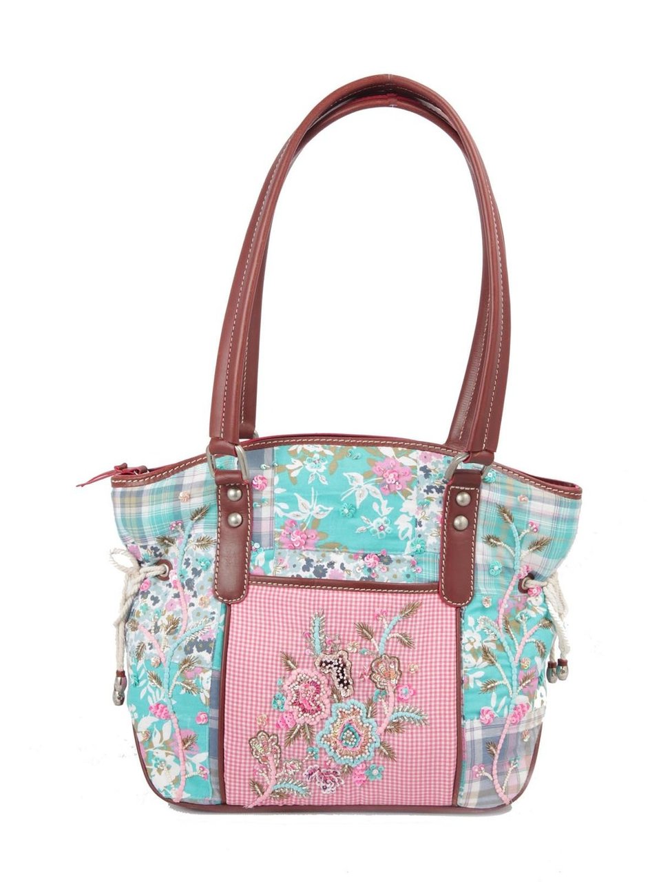Ivory Tag Patterned Melange Hand Embroidery Handbag ÛÒ Front