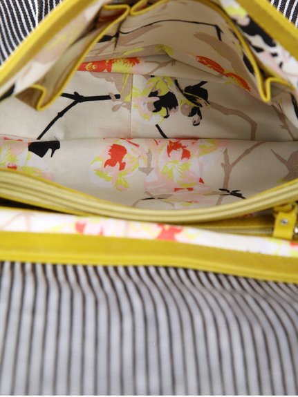 Ivory Tag Striped Patch Leather & Canvas Handbag ÛÒ Inside