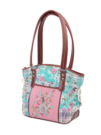 Ivory Tag Patterned Melange Hand Embroidery Handbag ÛÒ Side