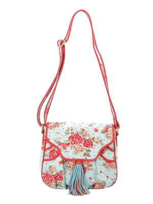Ivory Tag Chintzy Turq Red Suede Crossbody Bag ÛÒ Front