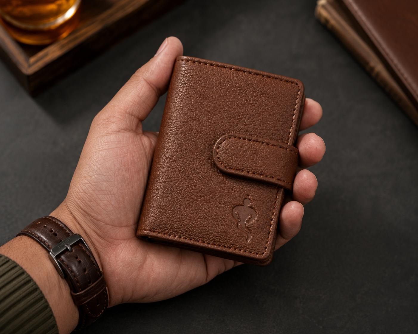 Macho Genie Urban Wrap RFID Leather Card Wallet – Tan Brown