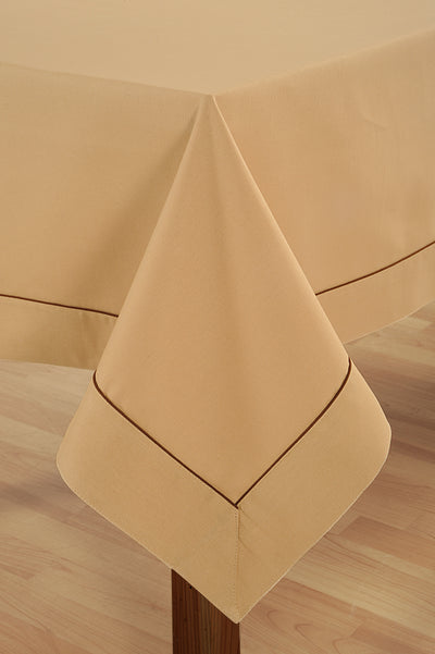 Rangeene Home 100% Cotton Solid Color Soft Feel Washable Rectangular Table Cover Cloth Beige