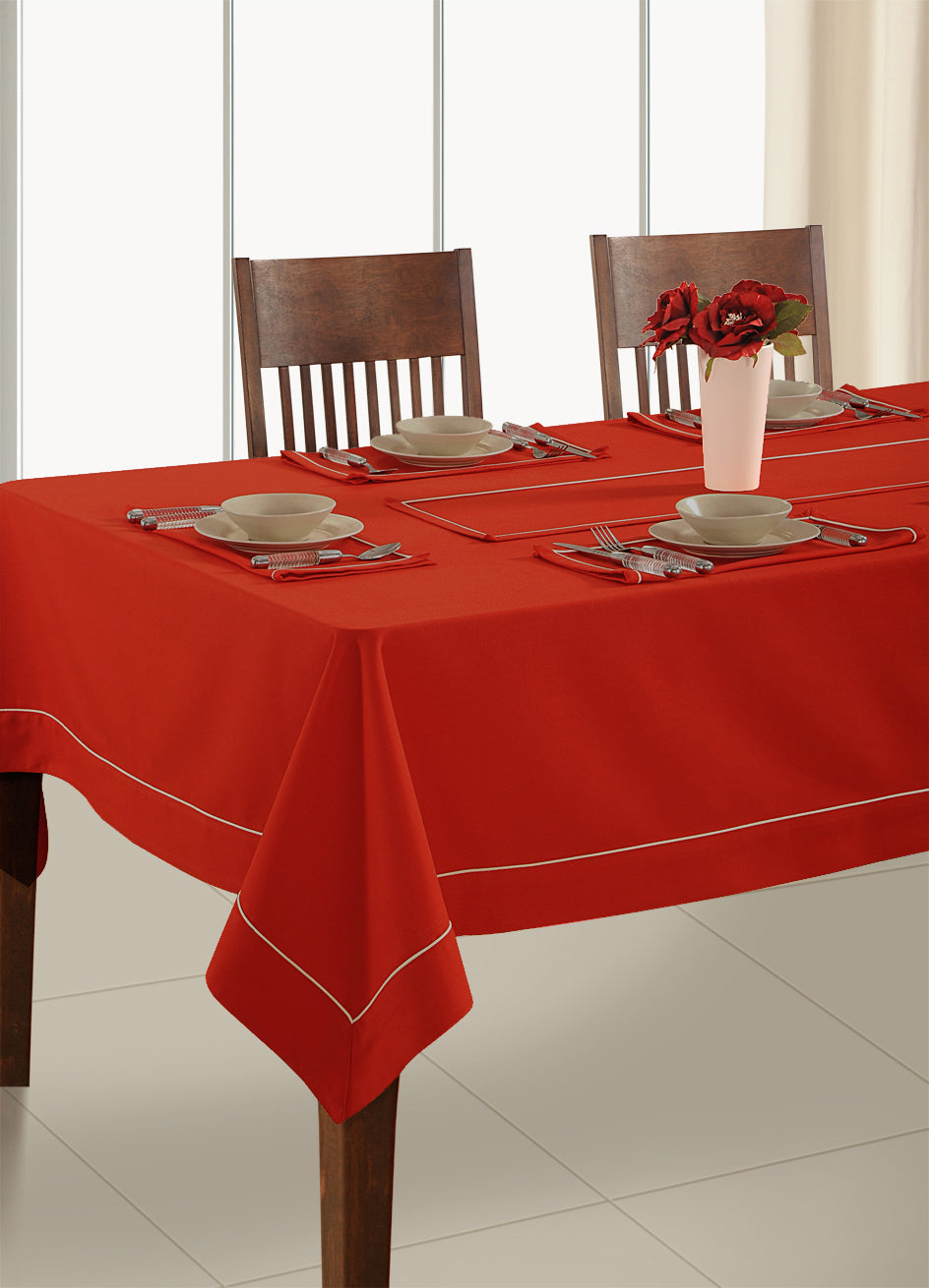 In-Sattva Home 100% Cotton Solid Color Soft Feel Washable Rectangular Table Cover Cloth Maroon