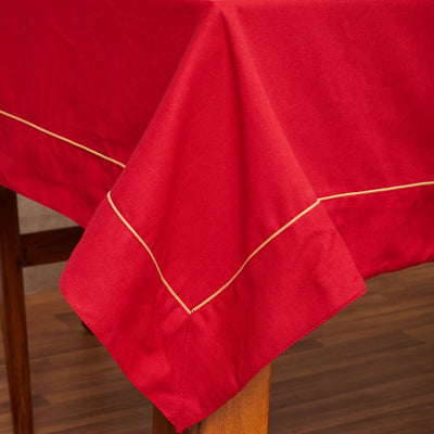 In-Sattva Home 100% Cotton Solid Color Soft Feel Washable Rectangular Table Cover Cloth Maroon