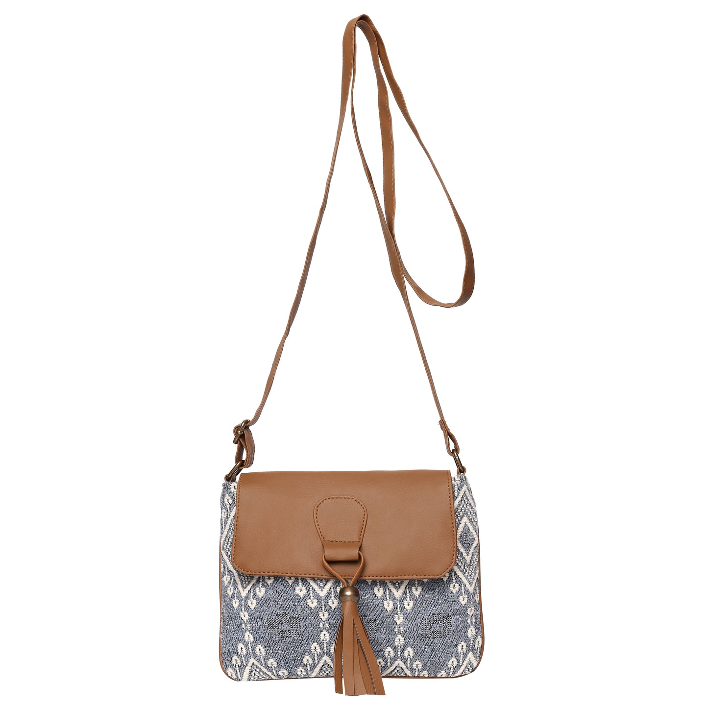 Women's Crossbody Cedar Gray Boho Print w/Tassel