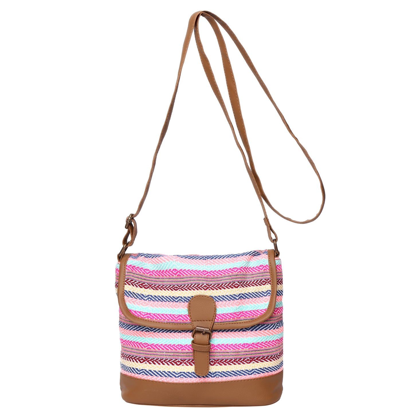 Women's Crossbody Multicolored Striped Textured Bag