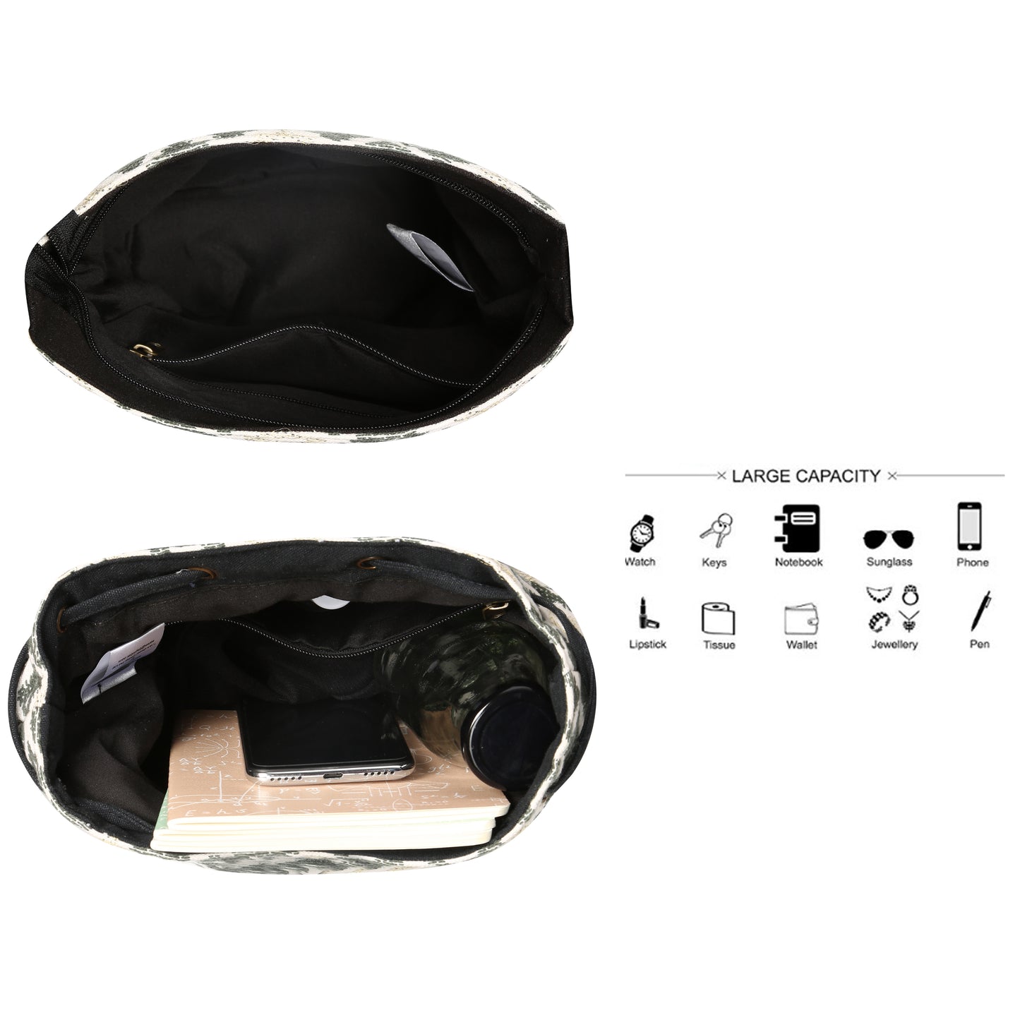 Women's Crossbody Black and White Diamond Print