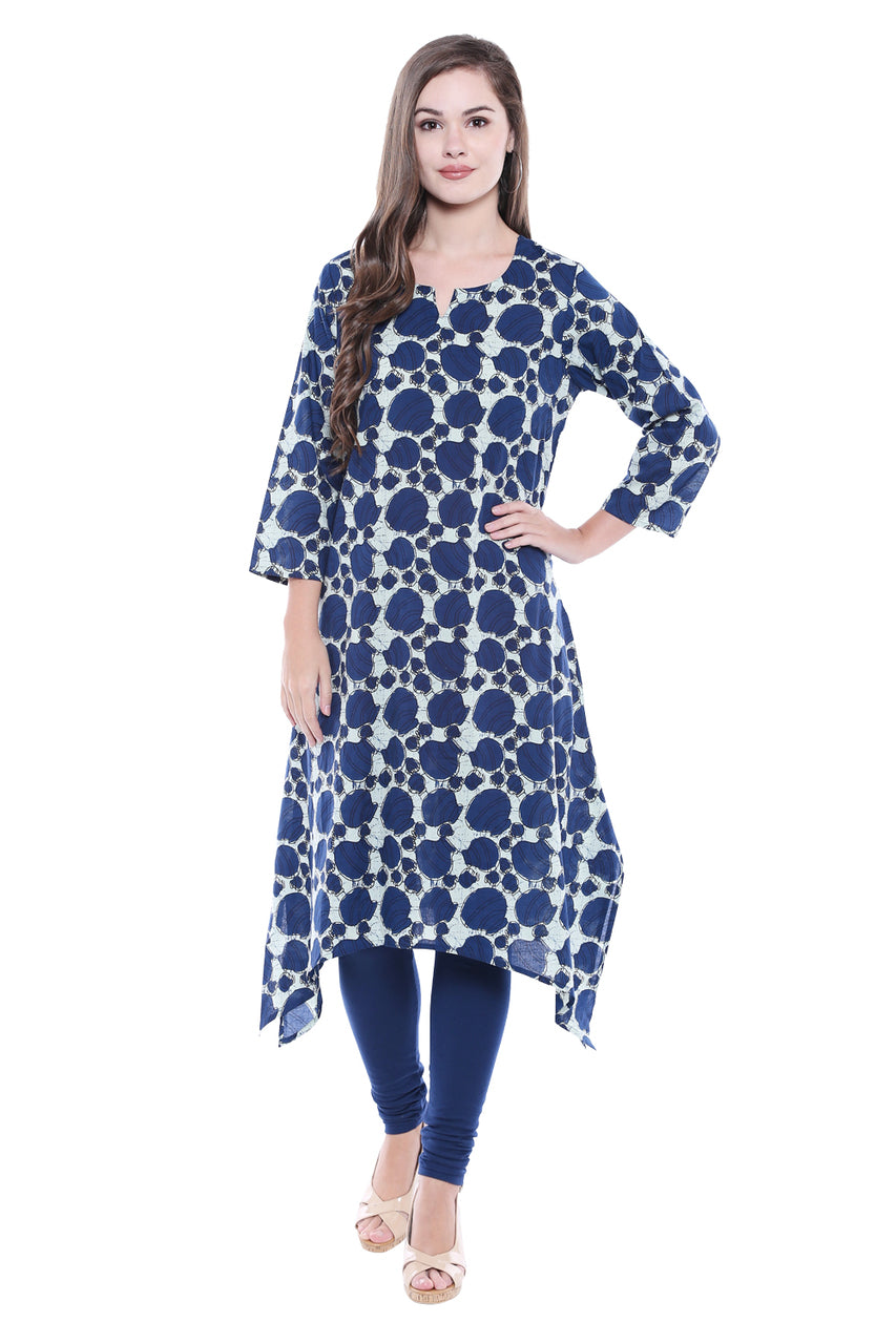 Women's Indian Asymmetrical Kurta Tunic - Full display | In-Sattva