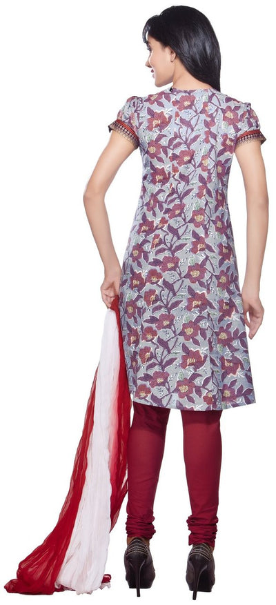 Trishaa Women's Salwaar Kameez Set- Floral Print and Contrast Yoke ÛÒ Back