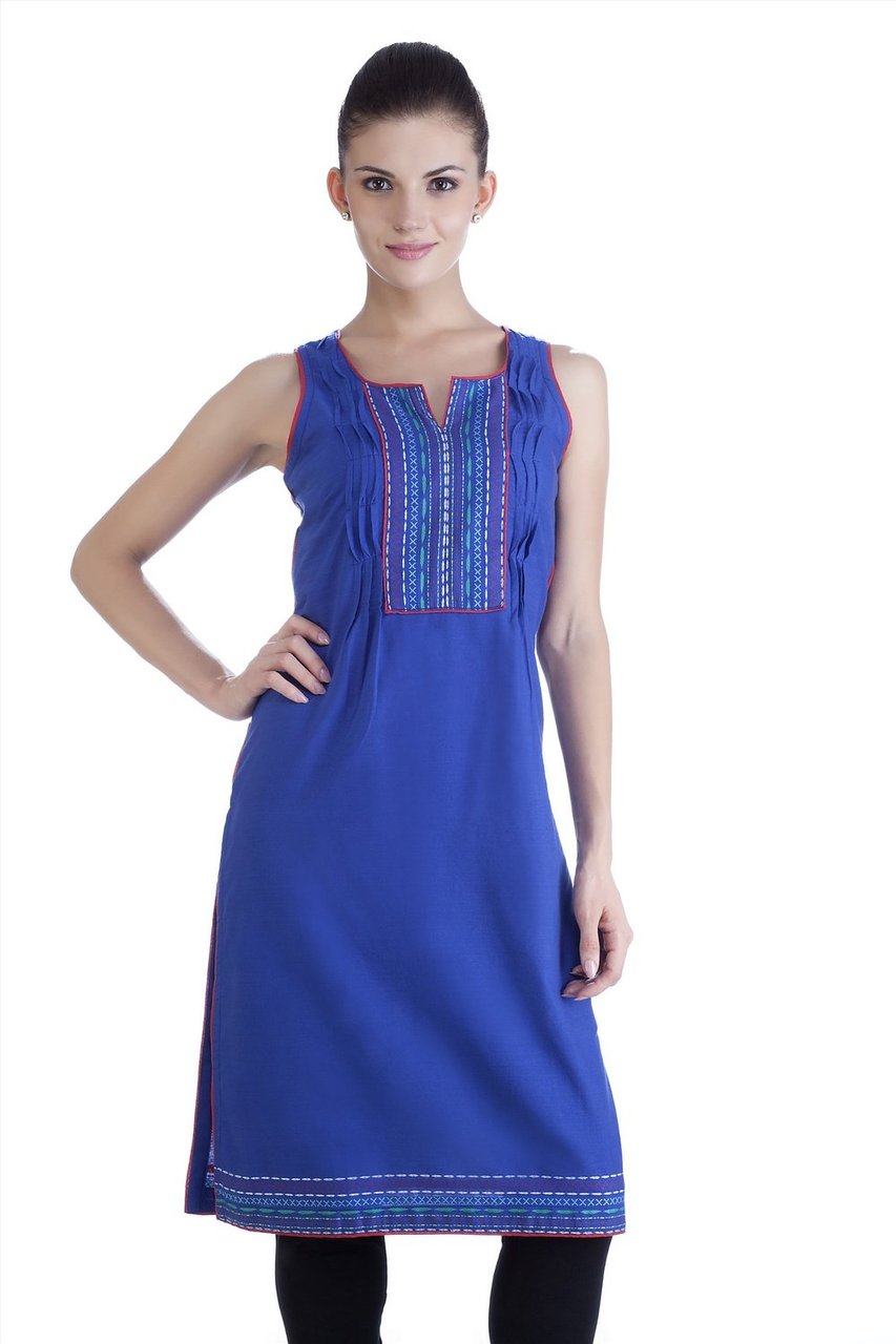 MB Womens Ethnic Dyed Handloom Kurta Tunic