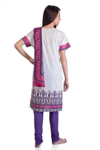 MB Indian Clothing Ethnic Tunic Kurta  3 piece Suit with Black & White Prints ÛÒ Back