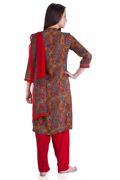 MB Women's Indian Clothing Printed Kurta Tunic Tunic 3 piece Suit ÛÒ Back