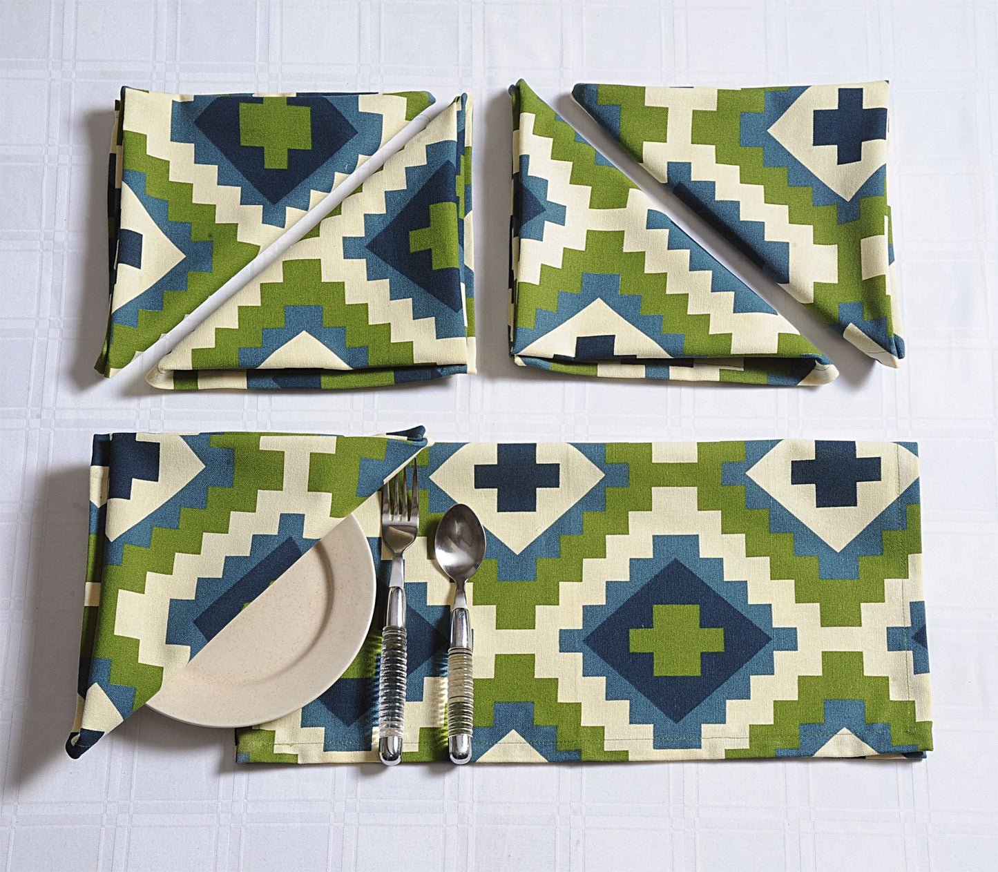 In-Sattva Home 100% Cotton Bohemian Print and Pattern Soft Feel Table Napkin Set; Ideal for Family, Get-Together, Parties, Holidays