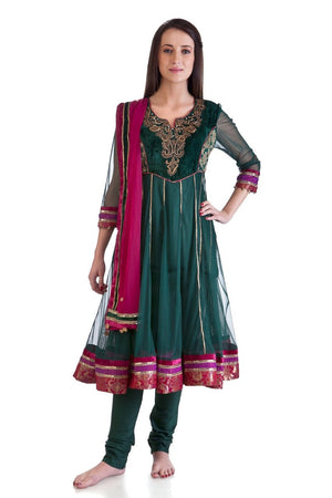 MB Women's Indian Clothing Style Ethnic Kurta Tunic Anarkali 3 piece Suit ÛÒ Front