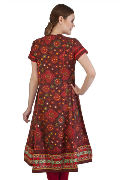 MB Indian Clothing Style Kurta Tunic with Floral Print & Embroidered Trim ÛÒ Back