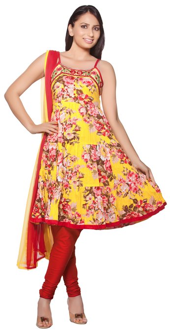 Trishaa Women's Salwaar Kameez Set-  Bright Floral ÛÒ Front