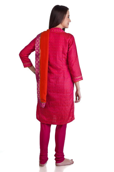 MB Women's Indian Kurta Tunic Ethnic 3 piece Suit with Hand Embroidered Yoke ÛÒ Back