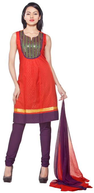 Trishaa Women's Salwaar Kameez Set- Contrast Yoke with Mirror work ÛÒ Front