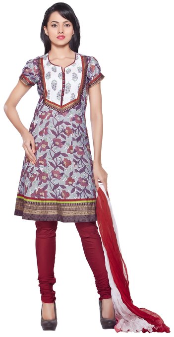 Trishaa Women's Salwaar Kameez Set- Floral Print and Contrast Yoke ÛÒ Front