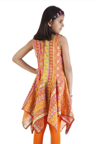 MB Girl's Indian Kurta Tunic, Pleated with Uneven Hem ÛÒåÊBack