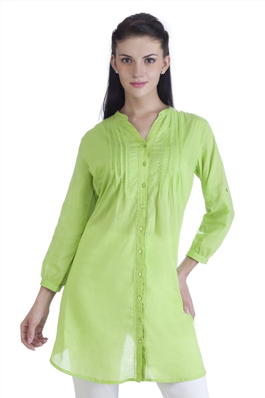 MB Womens Ethnic Pintuck Kurta Tunic ÛÒ Green