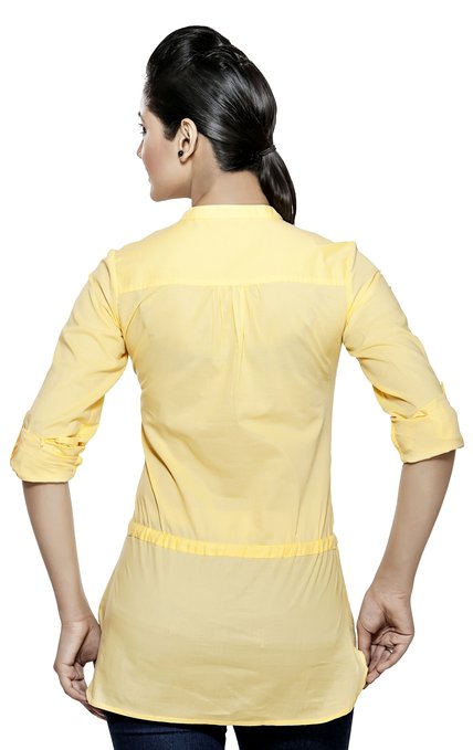 Akkriti Women's Roll Up Sleeves Casual Kurti ÌÎÌ_Ì´åÇÌÎÌ__ÌÎÌ_ÌÎ_ÌÎÌ_Ì´åÌÎÌ_ÌÎ_ÌÎÌ_Ì´å« Yellow Back