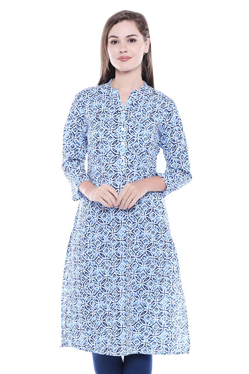 Women's Indian Kurta Tunic - Aqua Blue | In-Sattva