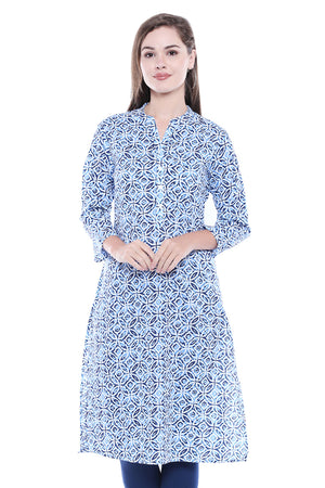 Women's Indian Kurta Tunic - Aqua Blue | In-Sattva