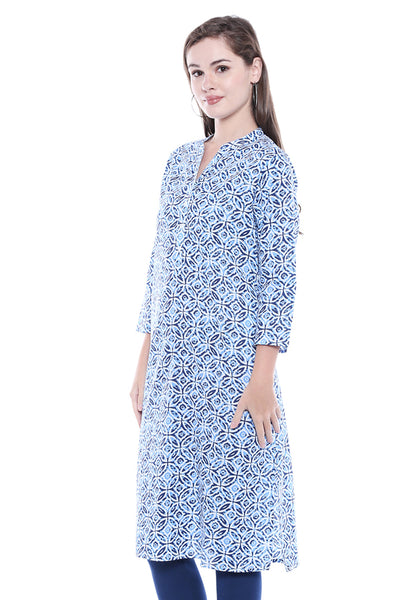 Women's Indian Kurta Tunic - Aqua Blue | In-Sattva