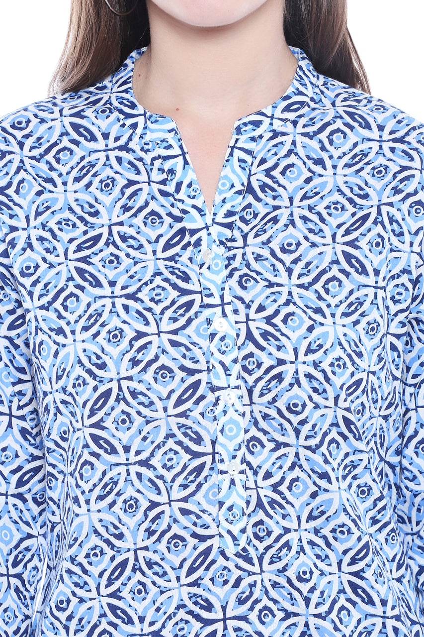 Women's Indian Kurta Tunic - Aqua Blue | In-Sattva