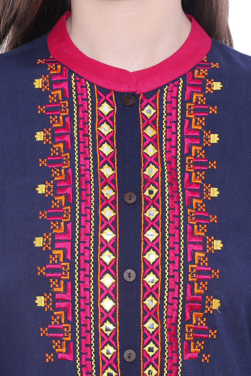Women's  Indian Button Down Kurta Tunic Shirt | In-Sattva