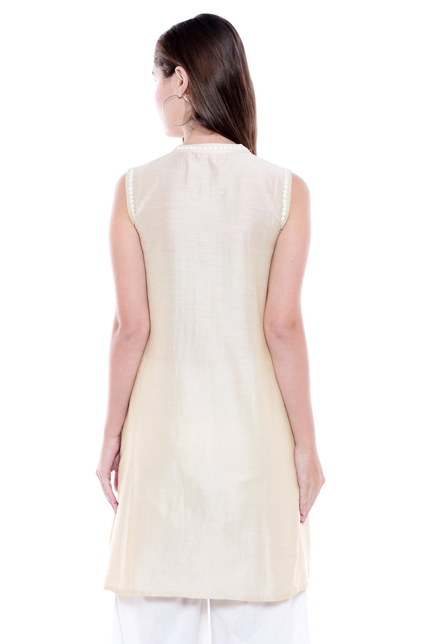 Women's Indian Pintucked Kurta Tunic - Back | In-Sattva