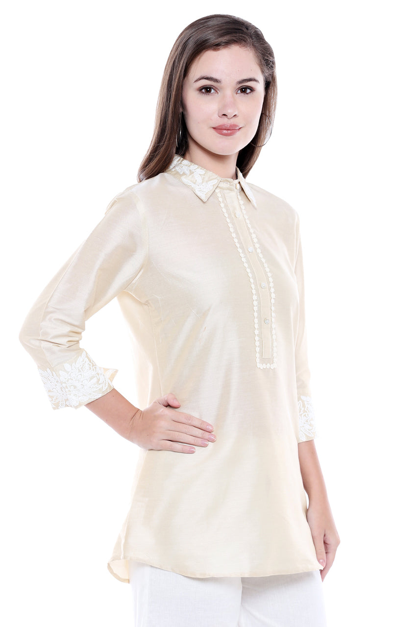  Women's Classic Kurta Tunic Shirt  - Side | In-Sattva