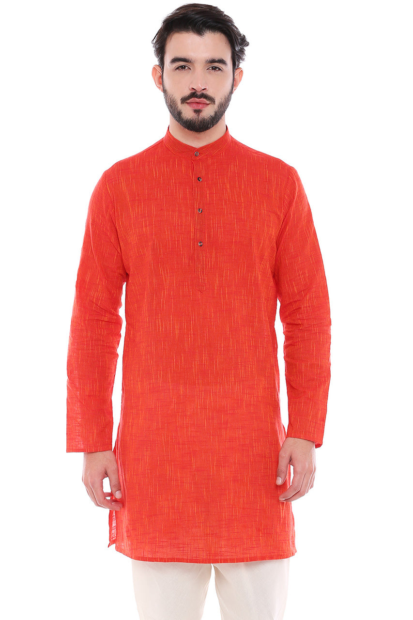 In-Sattva Men's Indian Classic Pure Cotton Kurta Tunic with Mandarin Collar | Front